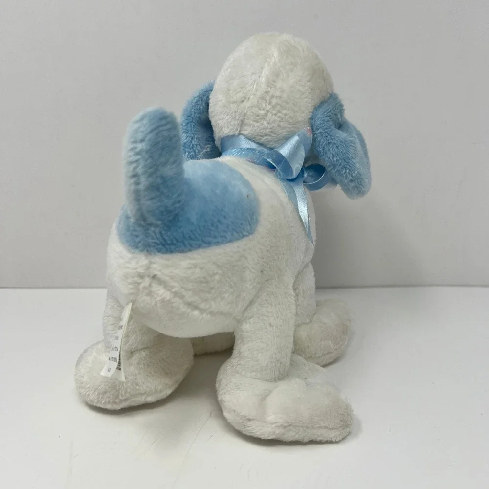 Walmart White Puppy Plush Blue Heart Nose Spotted Eye Dog‎ Stuffed Animal 7